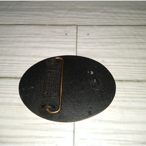 DynaBuckle Provo Utah Solid Brass Vintage Belt Buckle Copperstone Gold Cyprus - Picture 4 of 8